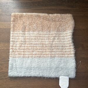NWOT Striped Fuzzy Pillow Cover in Cream and Tan 20x20”
